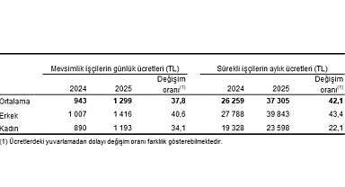 Tarımsal İşletme İşgücü Ücret Yapısı, 2025